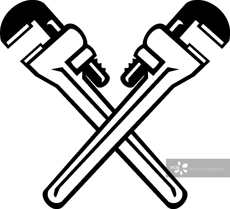 交叉式可调节管钳或活动扳手图片素材