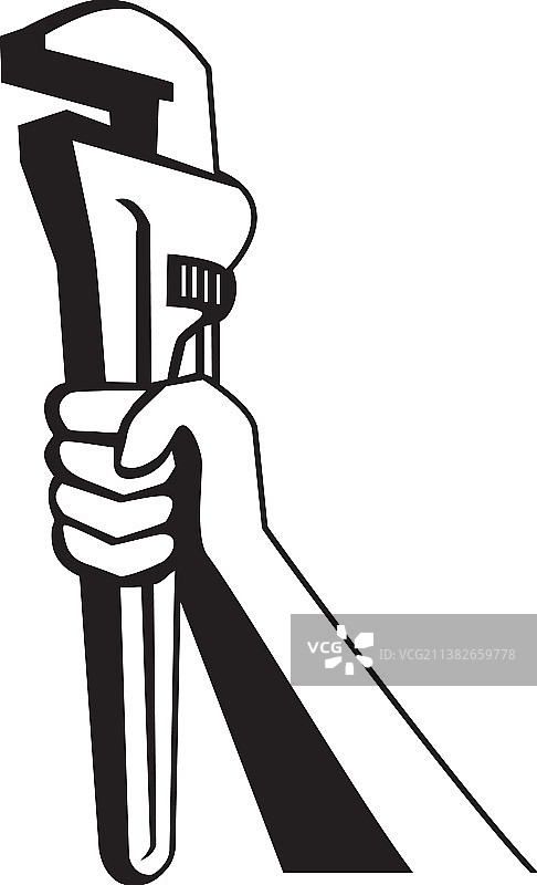 水管工手持管钳图片素材