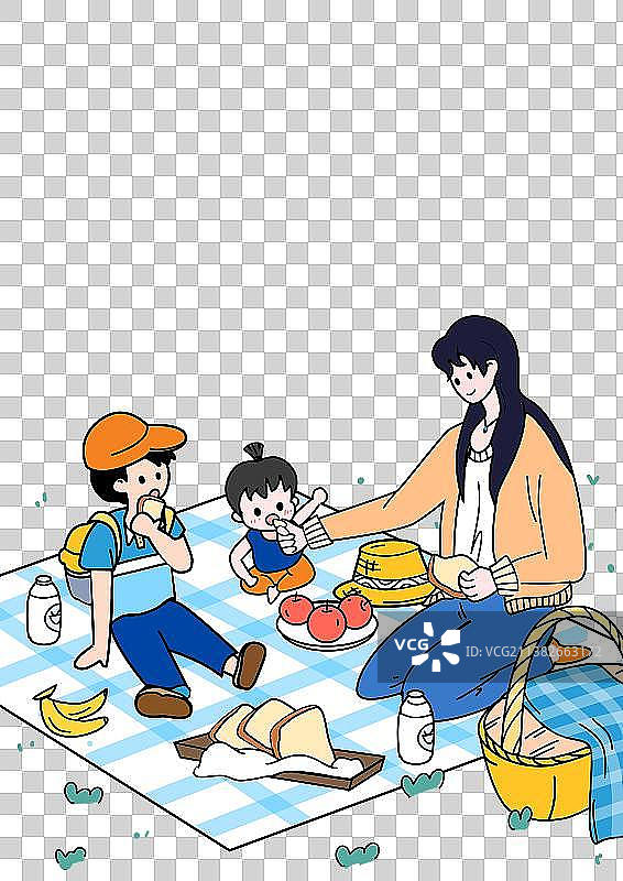 一家人草地露营图片素材