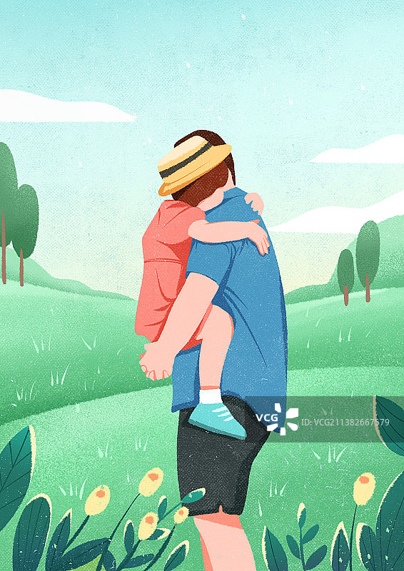 父亲节节日清新扁平纹理插画图片素材