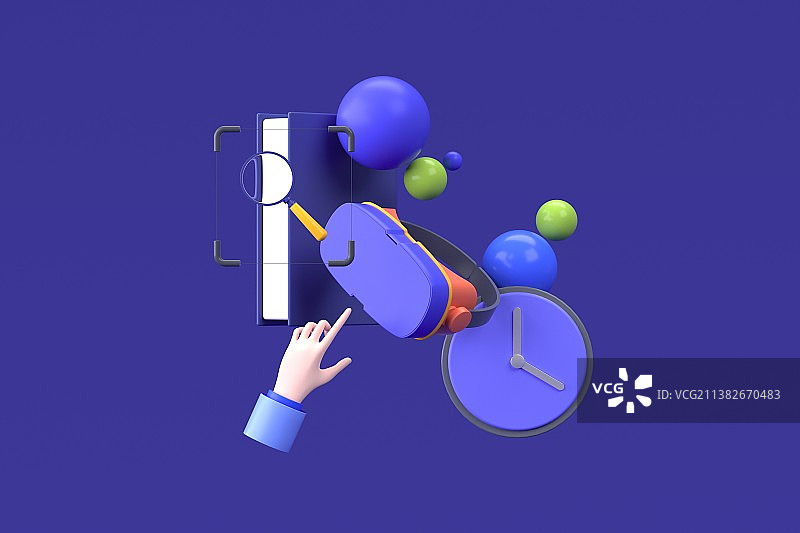 3D渲染VR教育插画图片素材