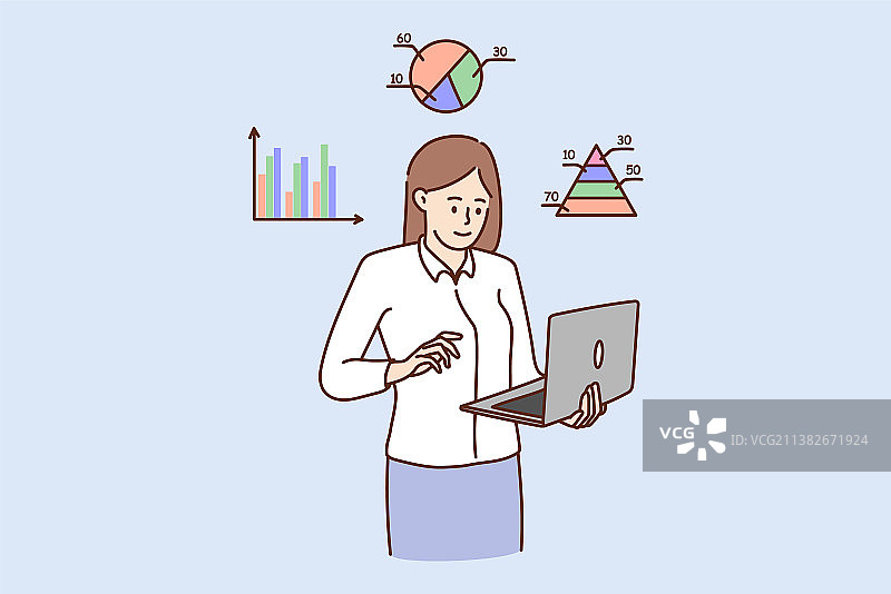 年轻女商人分析图表图片素材