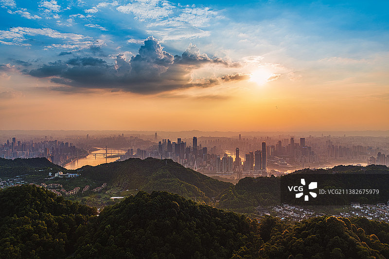 重庆全景日落图片素材