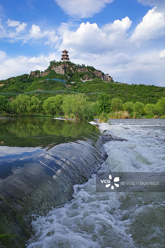 永定河畔 石景山金阁寺塔图片素材