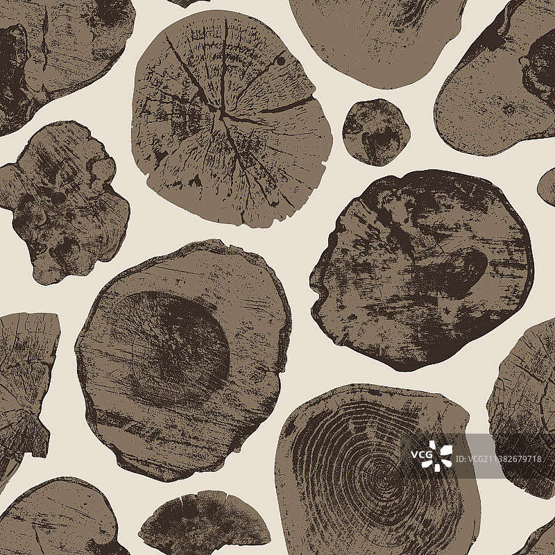 抽象无缝图案与逼真木纹切片图片素材