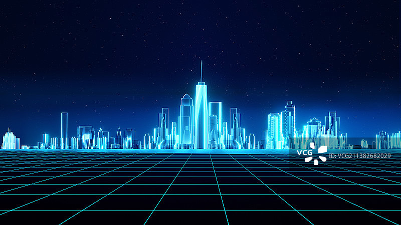 夜晚科技发光城市背景图片素材