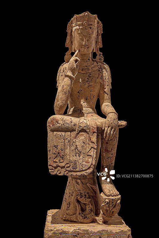 博物馆古代文物石雕佛像端庄神圣图片素材