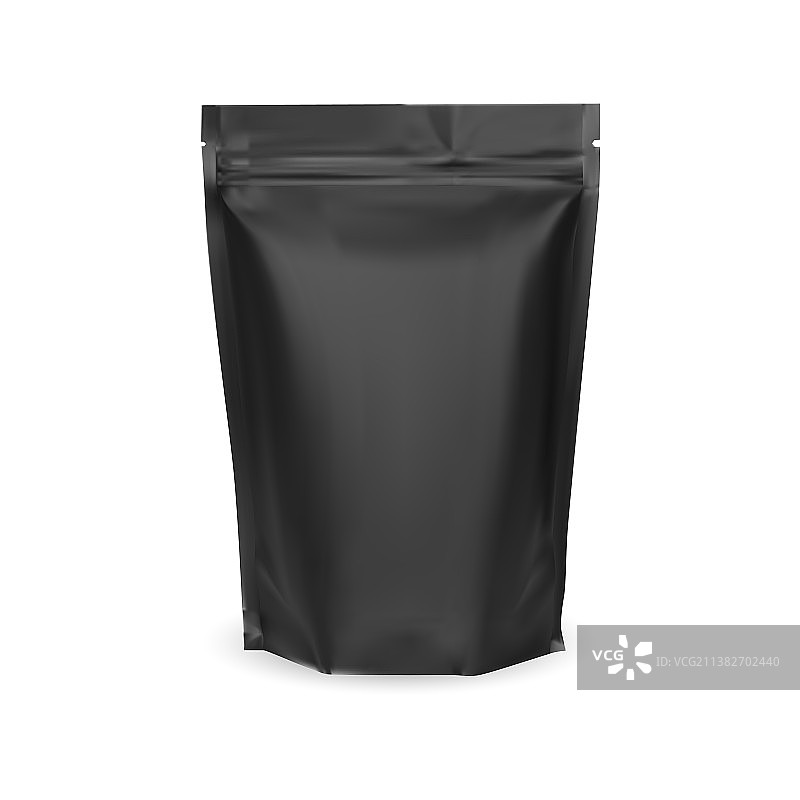 黑色拉链铝箔咖啡袋空白模型图片素材