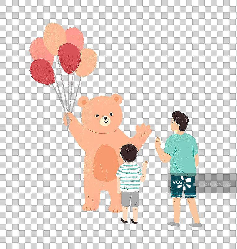 儿童节爸爸带子儿子去游乐场插画图片素材