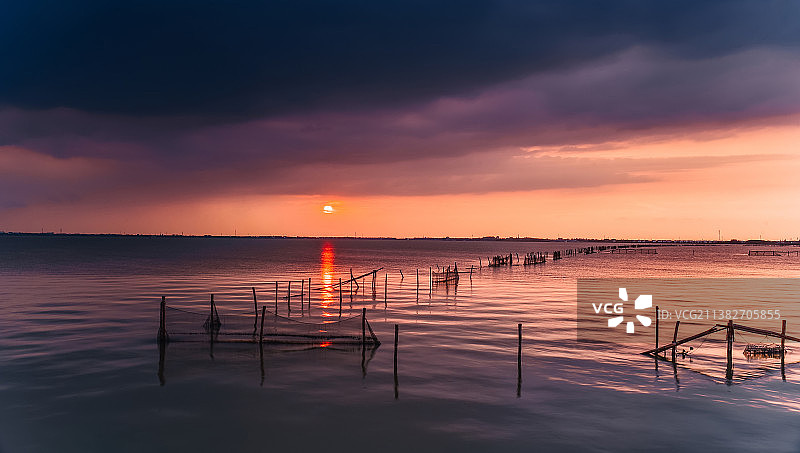 淀山湖夕照图片素材
