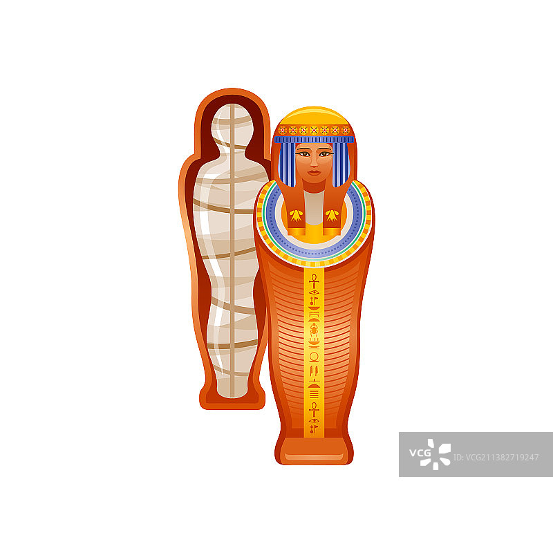 石棺中的古埃及木乃伊图标图片素材