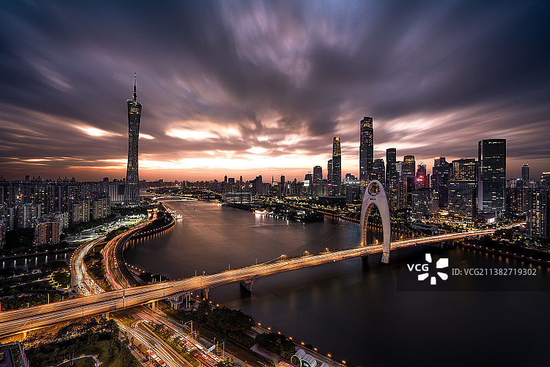 珠江新城，广州塔，猎德桥图片素材