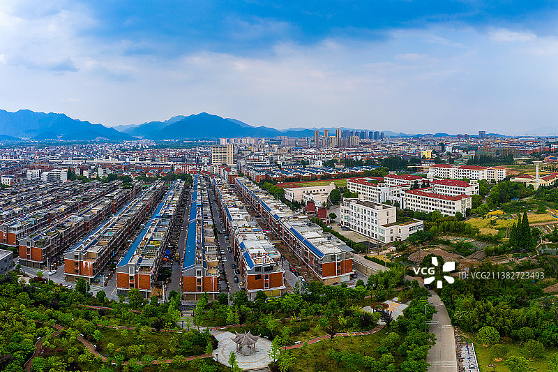 义乌苏溪胡宅村苏溪镇中全景风光图片素材