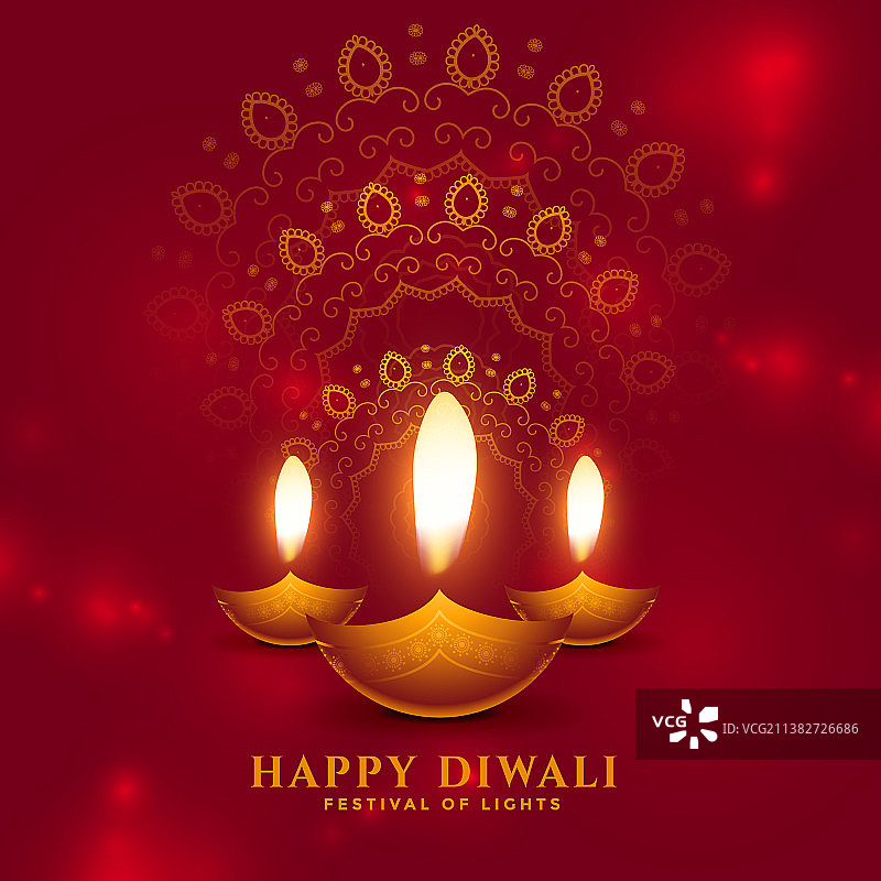 精美排灯节祝福卡片设计图片素材