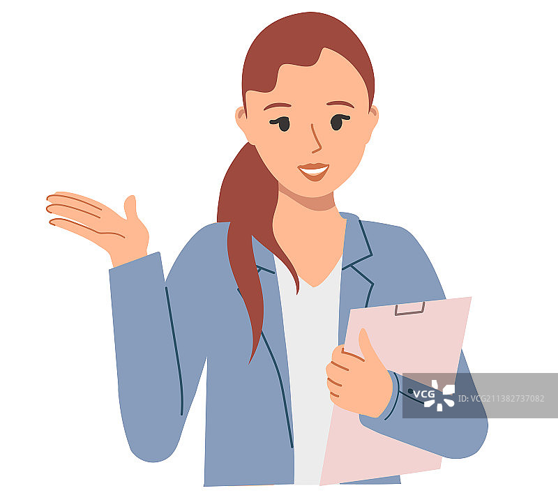 身穿职业装手拿文件夹或平板的女孩图片素材