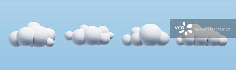 蓝色背景上的3D风暴云朵图片素材