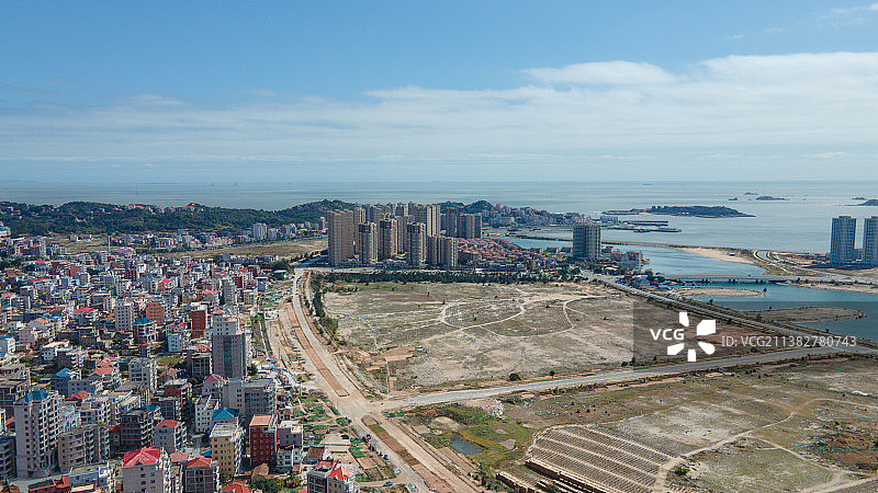 莆田秀屿区湄洲岛海景农村航拍图片素材