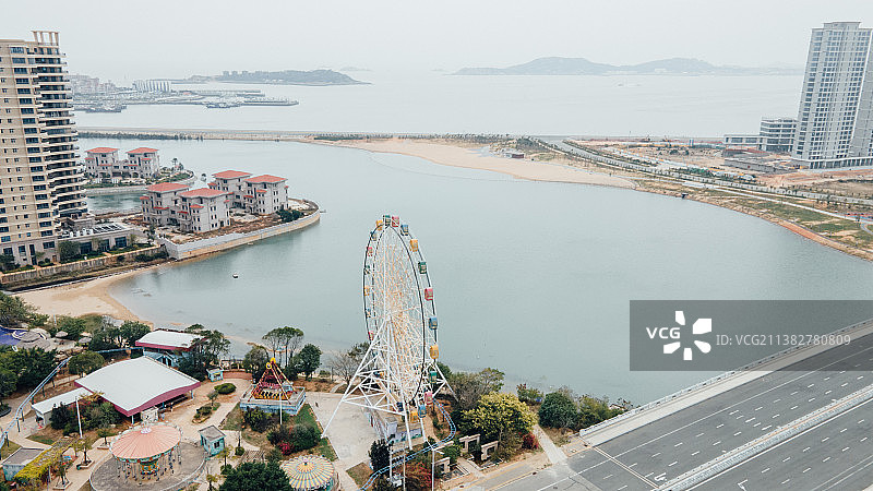 莆田秀屿区湄洲岛海景农村航拍图片素材