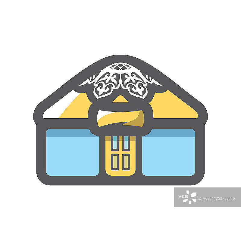 亚洲游牧民族的蒙古包房屋卡通图标图片素材