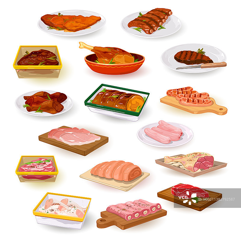 卡通肉类菜肴合集图片素材