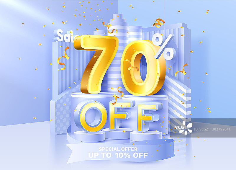 7折优惠创意合成3D促销图片素材