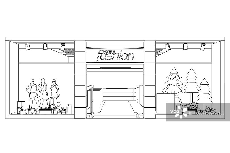 服装展示商店轮廓图片素材