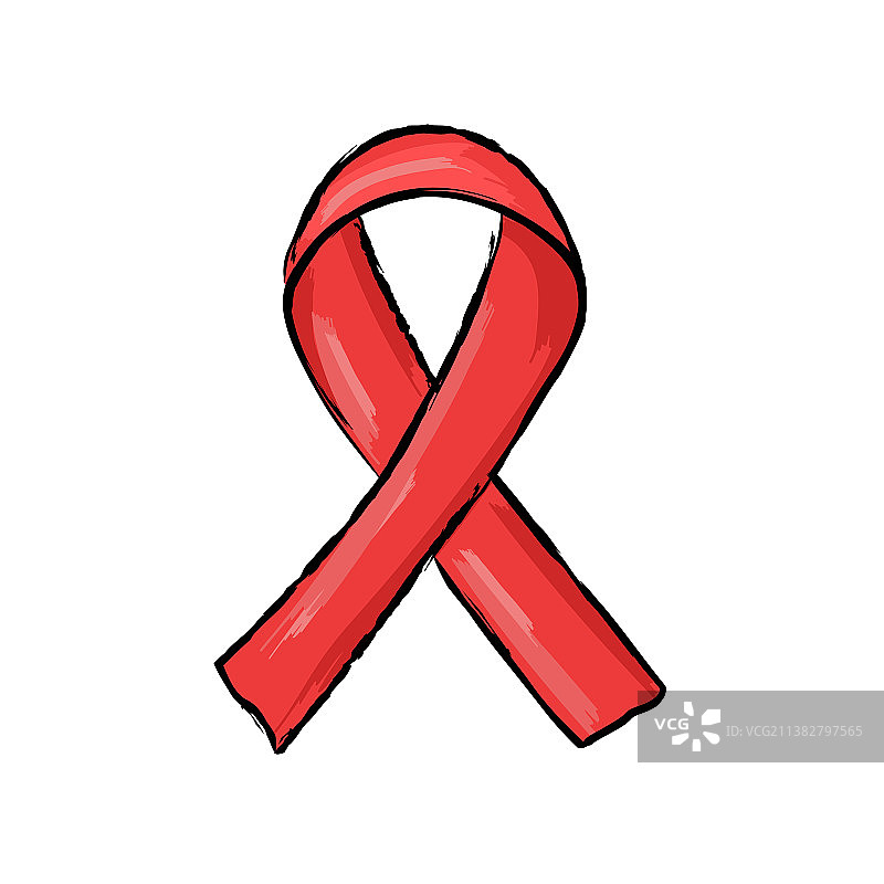 手绘红色丝带，用于提高艾滋病意识图片素材