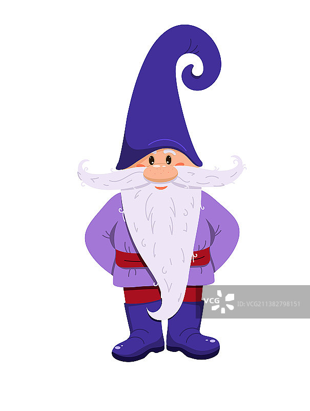 戴蓝色帽子和靴子的可爱小矮人图片素材