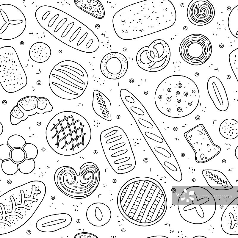 面包和糕点无缝图案图片素材