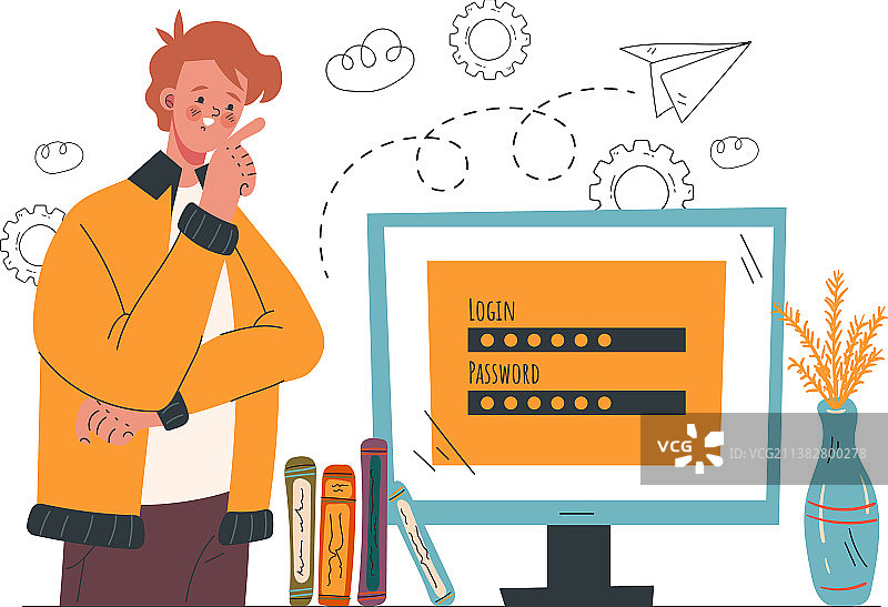 手绘服务访问卡通图片素材