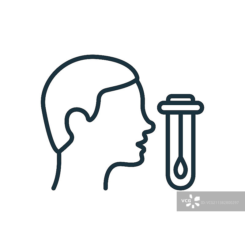 带人轮廓线的鼻拭子测试线条图标图片素材