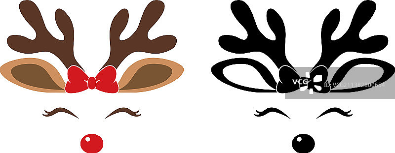 红鼻子驯鹿圣诞图标套装图片素材