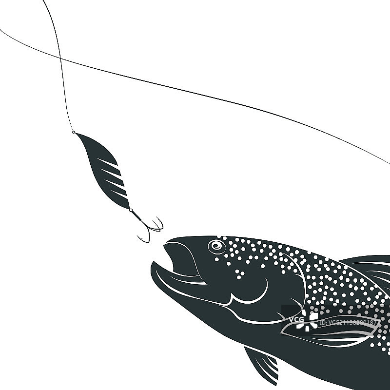 鱼儿跃出水面咬钩图片素材