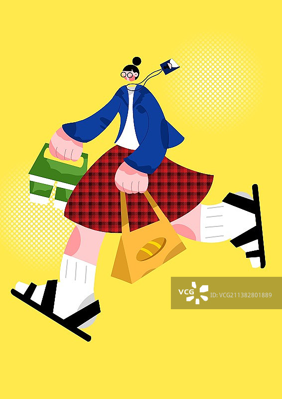 拿着早餐去上班的女生图片素材