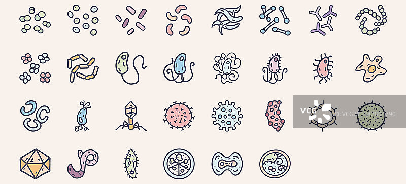 彩色涂鸦细菌和病毒图片素材