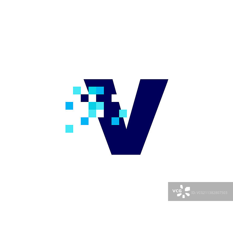 V字母像素风格数字8位标志图片素材