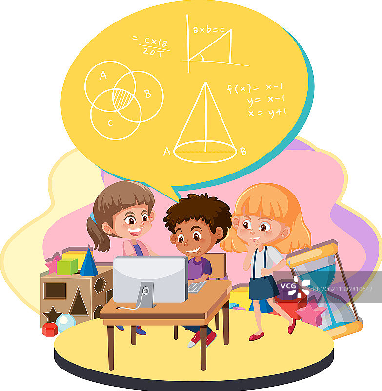 学生使用电子设备学习数学图片素材