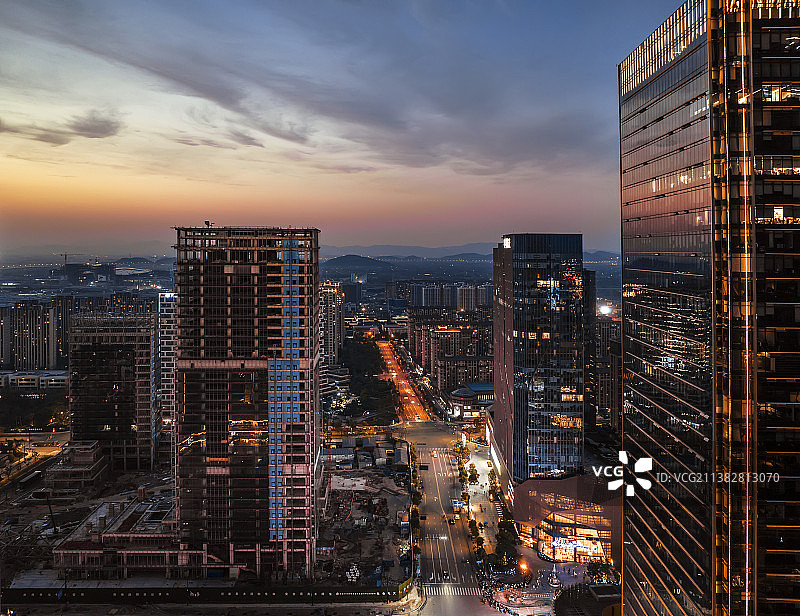 杭州余杭未来科技城城市夜景图片素材