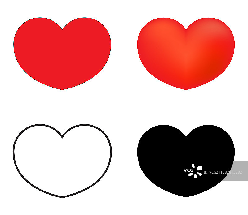 红色爱心轮廓剪影符号图片素材