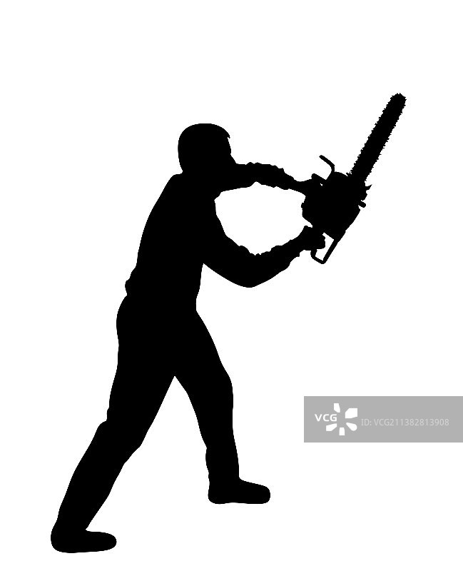 电锯伐木工人轮廓图片素材