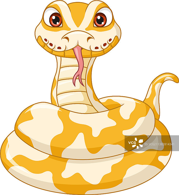 白色背景上的可爱蛇卡通图片素材