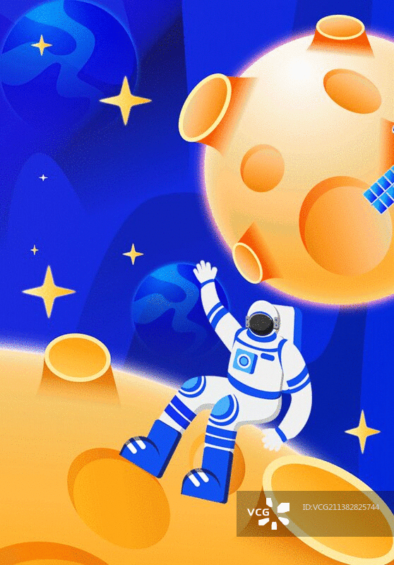 一名宇航员竖版宇宙星球太空动图图片素材