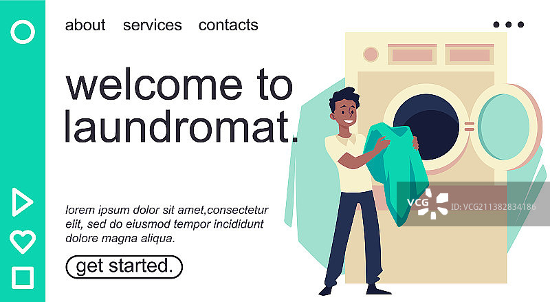 自助洗衣店网站banner模板图片素材