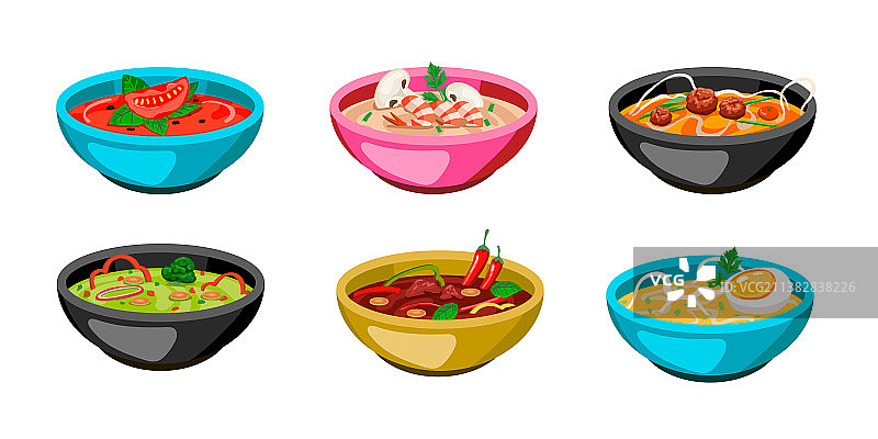 彩色汤碗合集图片素材