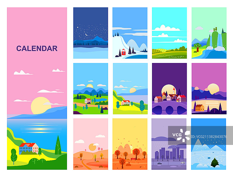 四季日历自然风光背景图片素材