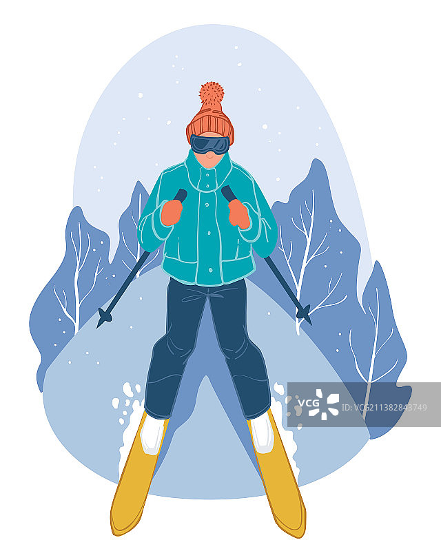 滑雪者下坡冬季运动图片素材