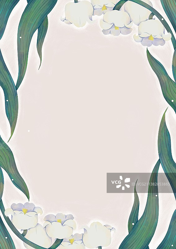 手绘清新铃兰花环背景边框图片素材