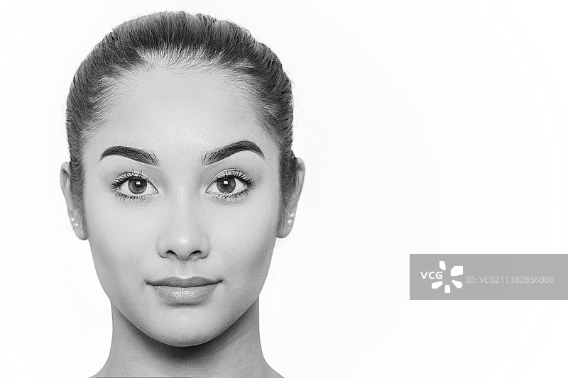 时尚美妆：美丽的混血女子肖像，泰国图片素材