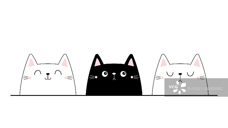 猫脸轮廓剪影图标合集图片素材