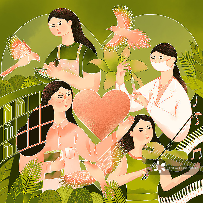 妇女节扁平风插画图片素材